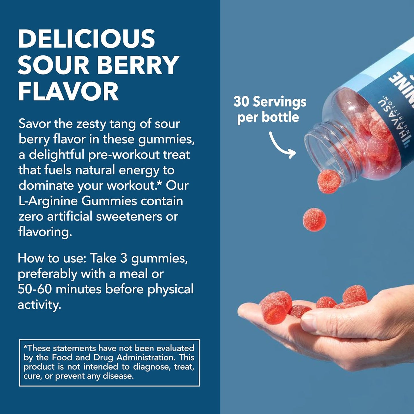 L-Arginine Gummies with L-Citrulline and Beet Root - Nitric Oxide Supplement - 90 Count - Energy, Endurance, and Recovery Support - Vegan, Non-Gmo - Energizing Sour Berry Flavor, 30-Day Serving